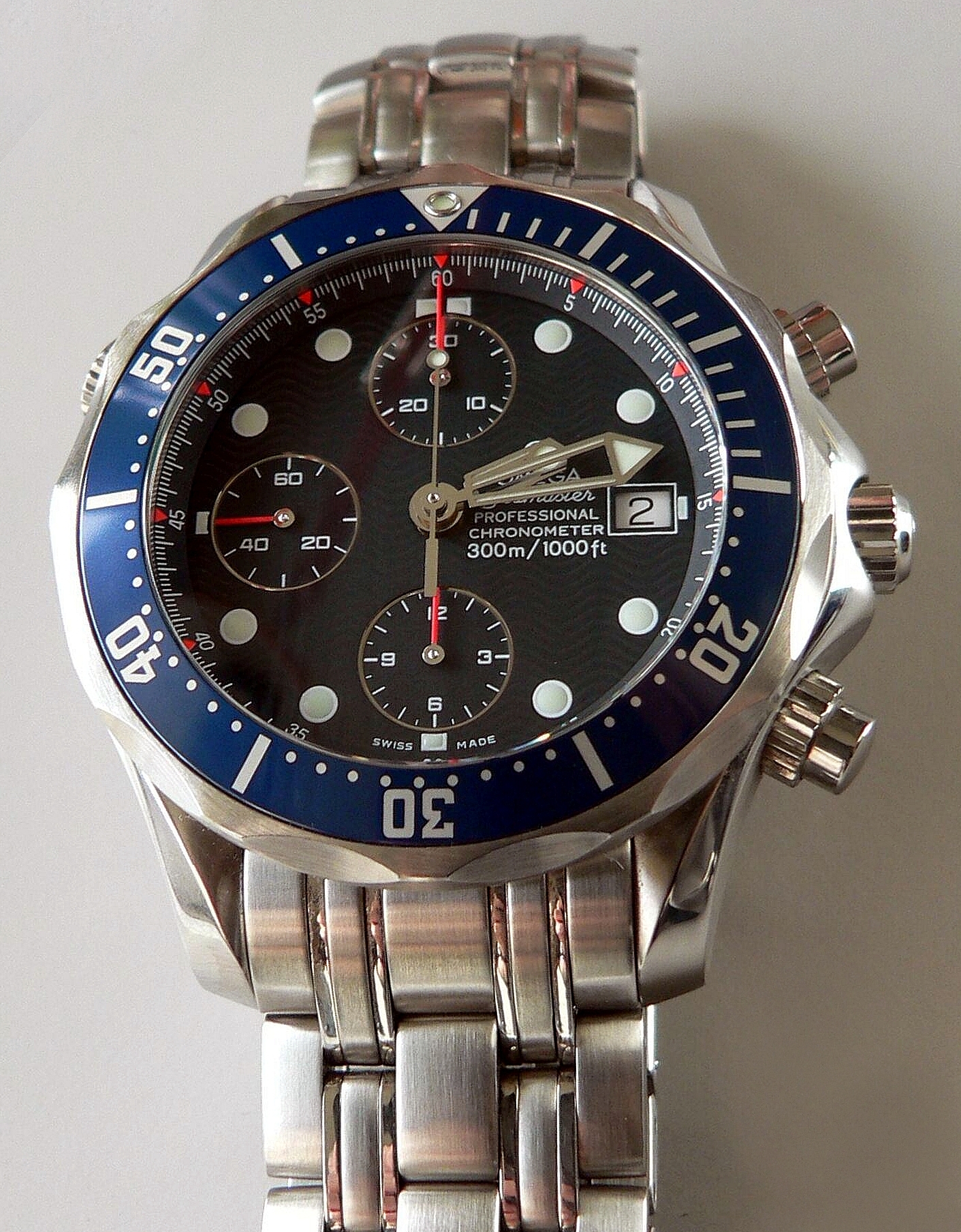 Omega Seamaster chronograph on the wrist